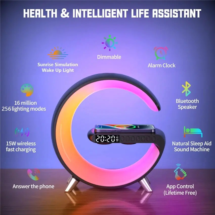 VersaFlow: Multifunctional Wireless Charger Alarm Clock Speaker